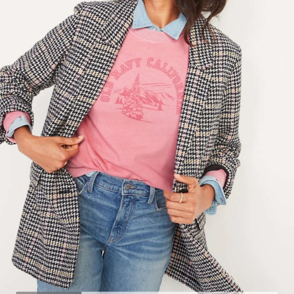 Oversized Soft-Brushed Patterned Blazer Jacket